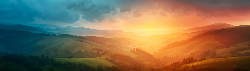 Fototapeta premium Day and Night Valley Timelapse: Dreamy Landscape with Space for Text Adobe Stock Photo Concept