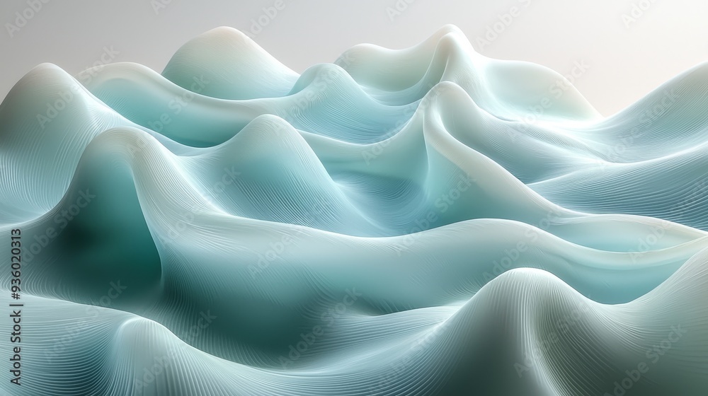 Poster beautifully crafted abstract composition depicting dynamic teal waves flowing seamlessly, giving a s