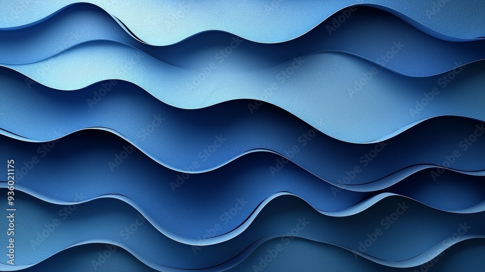 Poster a soothing and dynamic visual effect is created by an abstract blue wave pattern with layered curves