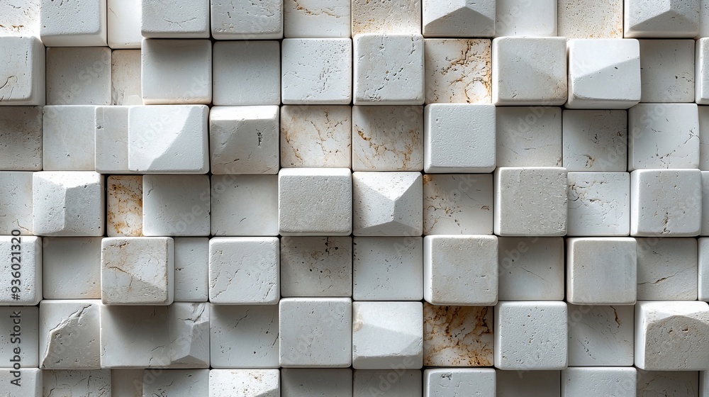 Poster This abstract white geometric 3D background has cubic shapes and blocks, creating a modern and dynamic texture.