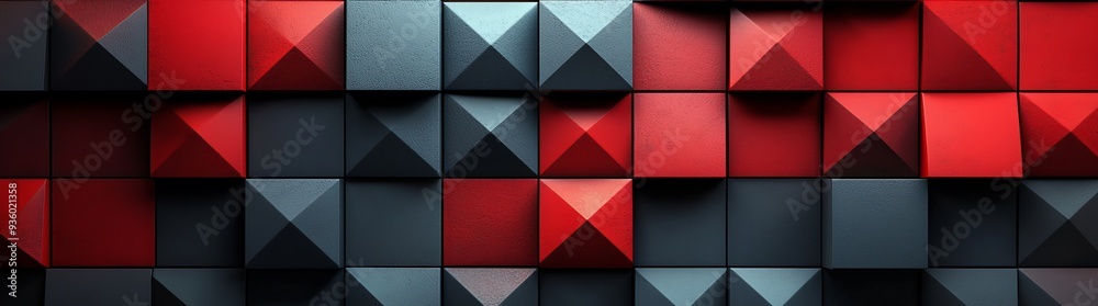 Poster a geometric background with red triangular shapes and shadows. a modern and dynamic design ideal for