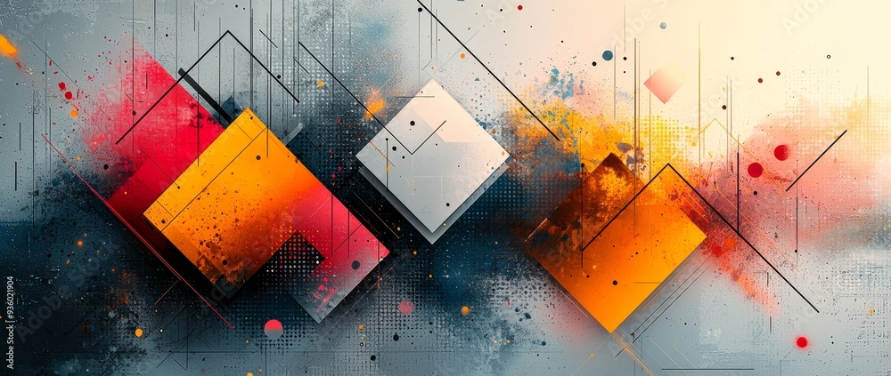 Poster dynamic shapes and gradients create dynamic shapes in this abstract geometric pattern with vibrant c