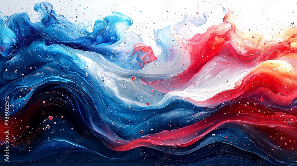 Aufkleber Red and blue hues swirl in an abstract composition creating a dynamic and flowing feeling