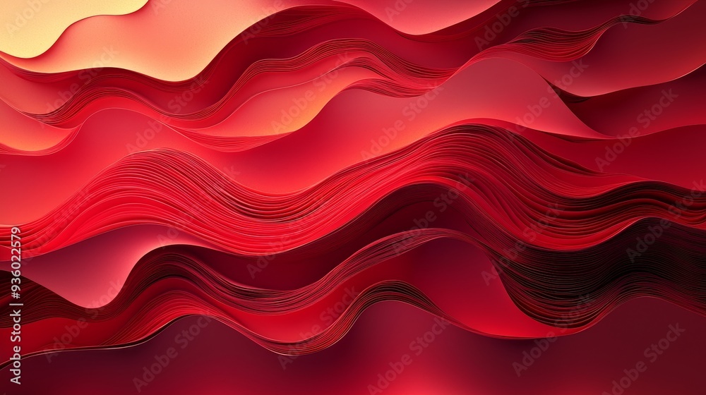 Aufkleber Modern and dynamic background with red wavy lines.