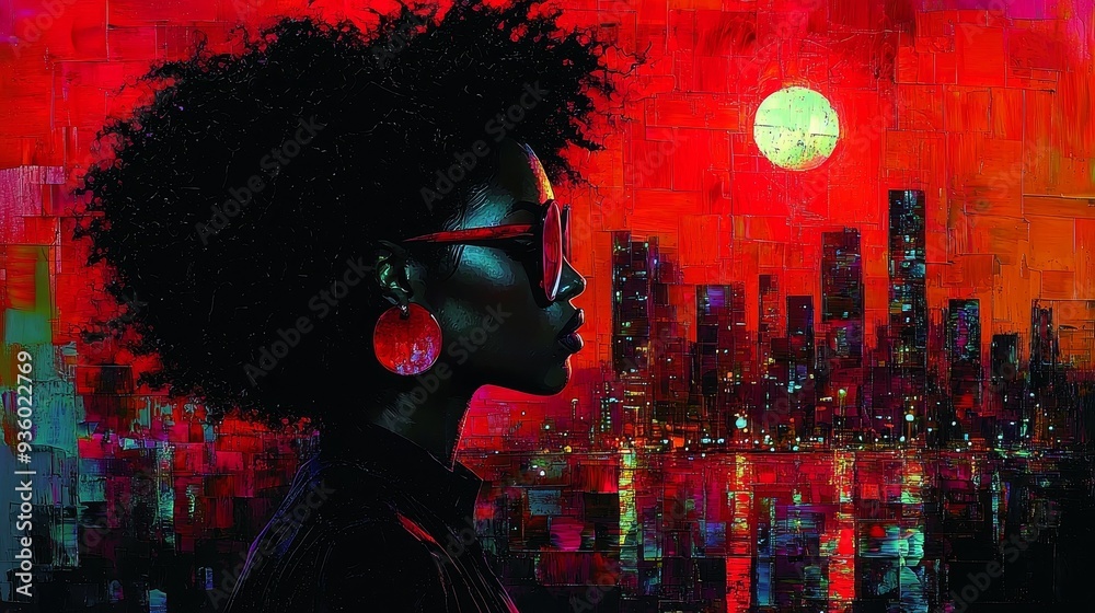 Poster digital artwork featuring a silhouette surrounded by vibrant splashes of color.