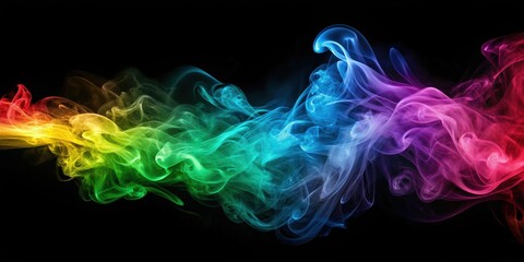 Fototapeta premium Colorful abstract smoke on black background with neon gradient waves, smoke, abstract, colorful, neon, clouds