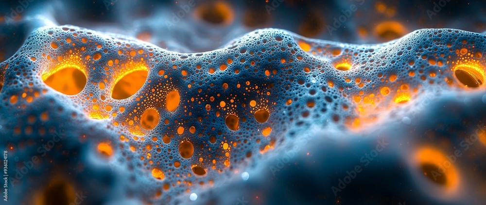 Aufkleber An abstract illustration featuring glowing cells and colorful patterns and textures.