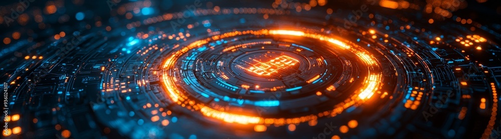 Aufkleber dynamic technology background with a vibrant, glowing circular pattern.