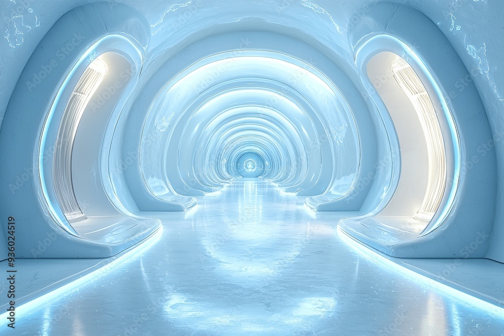 Leinwandbilder An immersive 3D rendering of a futuristic landscape featuring expansive free space with sleek architectural elements.