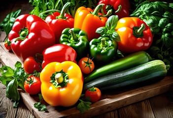 vibrant close fresh organic ingredients showcasing colorful herbs healthy cooking, vegetables, fruits, produce, garden, nature, nutrition, gourmet, food