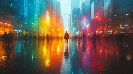 Urban Dynamics with Chromatic Colors: Dynamic colors and vibrant hues create a lively cityscape with dynamic colors.