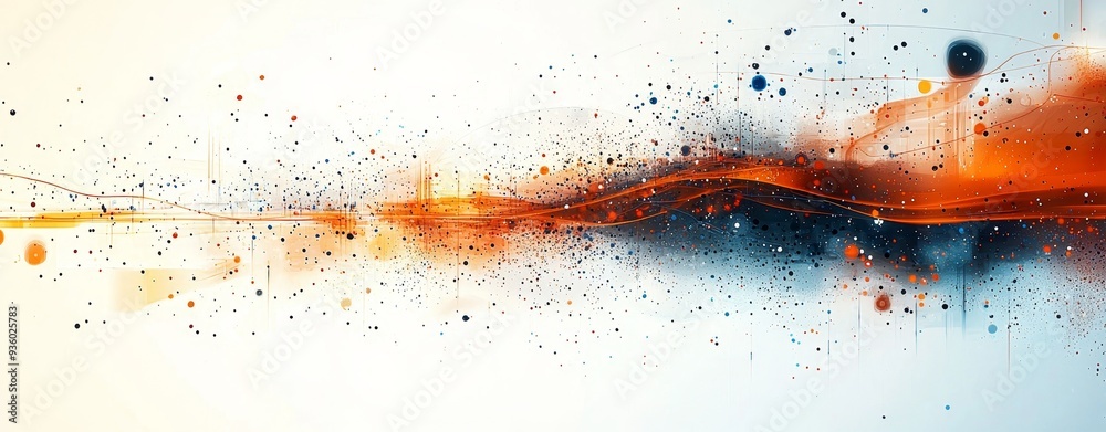 Fototapete Geometric shapes and flowing lines give this abstract digital art a dynamic red and blue color scheme, perfect for modern design and creative projects.
