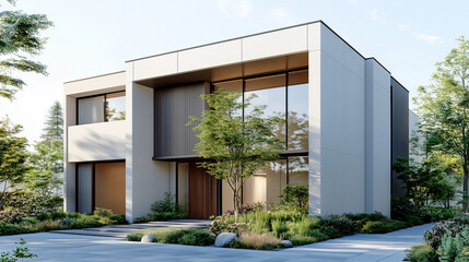 ２階建て住宅外観パース	｜建築パース