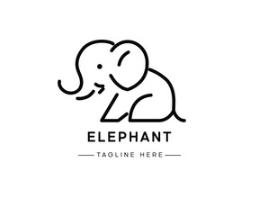 Obraz premium Simple and minimal elephant line art logo icon. Modern vector line icon isolated on white background. 