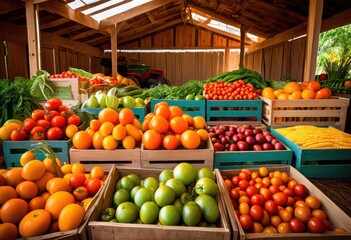 colorful vibrant food donation displays featuring fresh seasonal produce eye catching arrangement, abundance, basket, charity, community, event, fruits