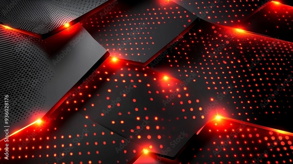 Aufkleber Design trendy technology theme with frame borders textured with carbon fiber and copy space on dark background. Abstract futuristic technology template with carbon fiber texture.
