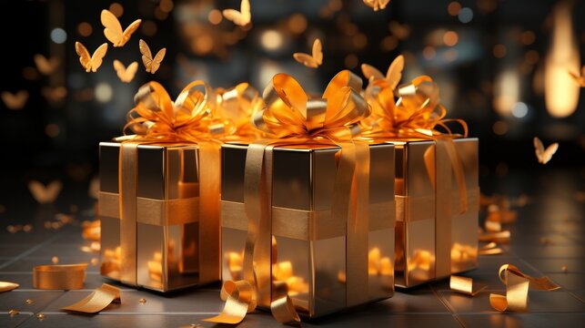 3D Airdrop Gift with Gold Coins - Conceptual Illustration of Digital Currency Airdrop and Cryptocurrency Rewards in Low Resolution