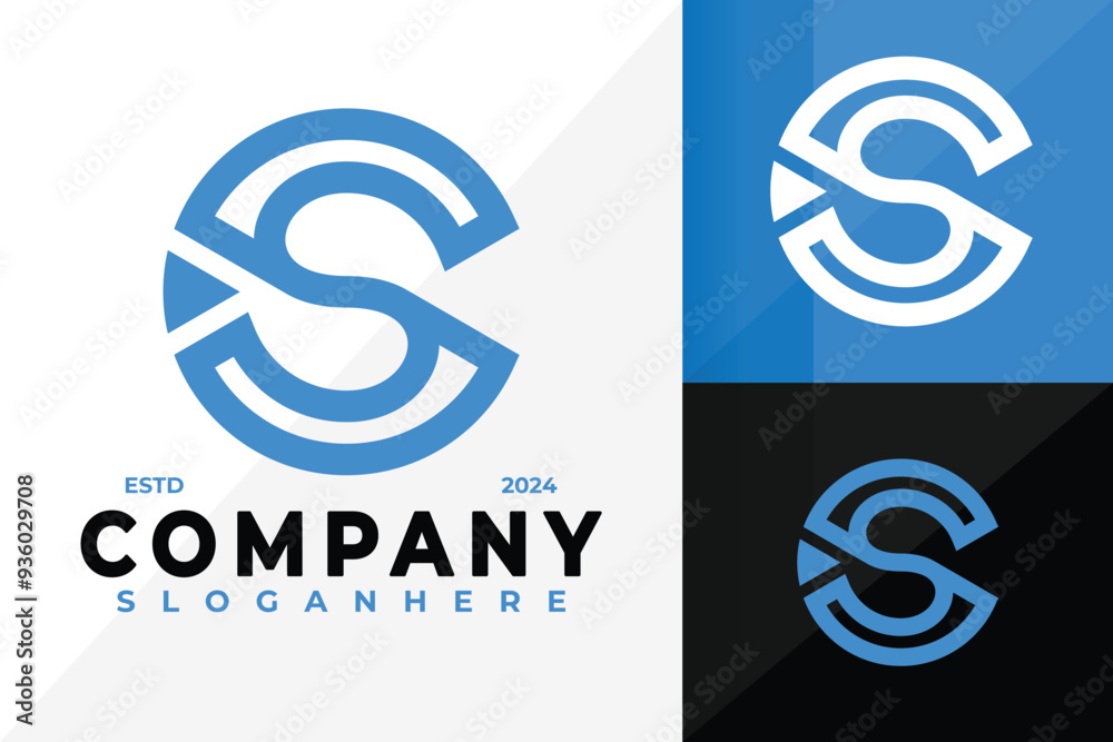 Wall mural cs or sc letter company logo vector design. abstract emblem designs concept logos logotype