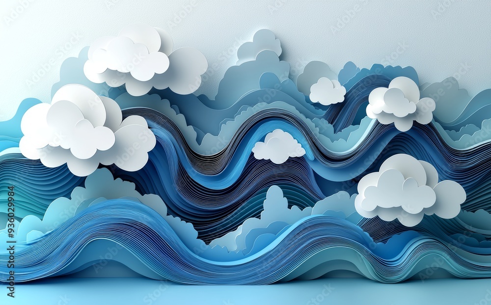Poster a multicolor cloud with an elegant decoration on a multicolor background