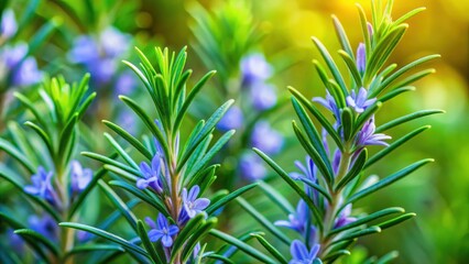 A close-up shot of a vibrant and fragrant rosemary plant, herb, culinary, ingredient, garden, green, aromatic, organic