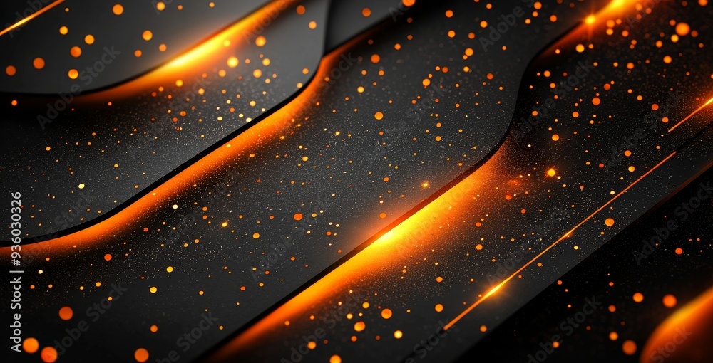 Leinwandbilder An abstract design with a light orange black space frame layout and a tech triangle concept laid over a gray texture background in Photoshop Elements 10.
