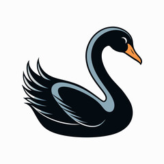 Naklejka premium Swan vector silhouette on white background