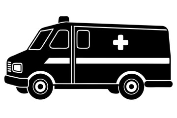 Ambulance Silhouette Icon - Emergency Vehicle Illustration, Vector Graphic, Medical Transport Clipart