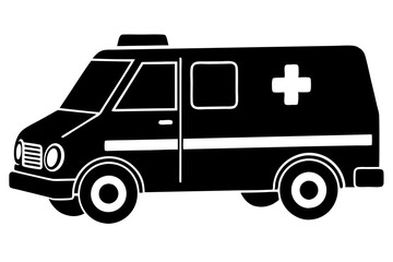 Ambulance Silhouette Icon - Emergency Vehicle Illustration, Vector Graphic, Medical Transport Clipart