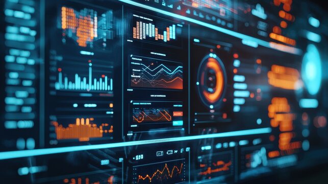 A data analytics and business intelligence concept featuring a digital dashboard displaying various metrics and insights, the dashboard is being used by analysts and decision-makers to drive