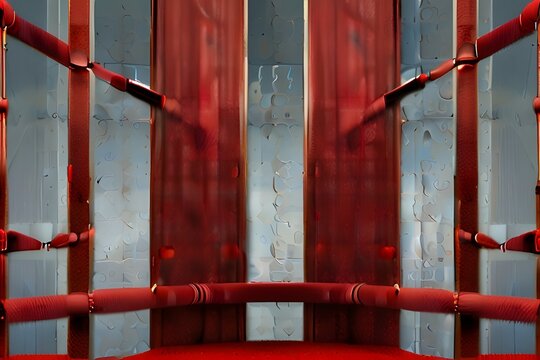 Empty picture frame behind velvet rope
