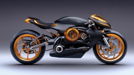 Obraz premium Concept motorcycle with a frame and body made from composite material designed for speed