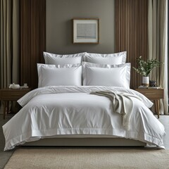 Classic bed with pillow and throw created with generated ai