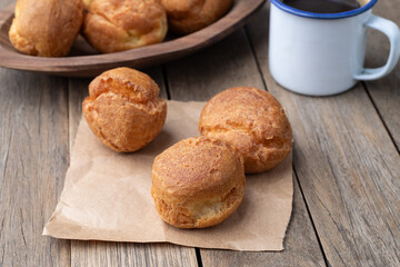 Fototapeta premium Broa, typical brazilian corn flour bread with coffee
