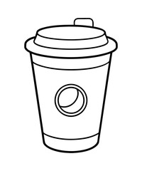 Coffee cup with heart clipart mug. Icon, Line Design.