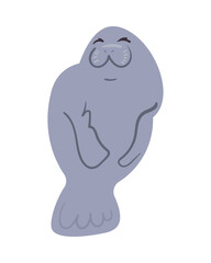 sea cow character cute