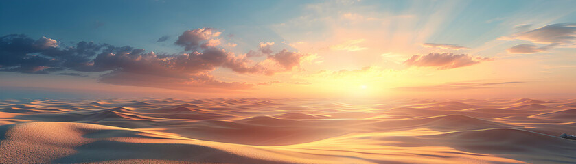 Obraz premium Stunning Photo Realistic Sunrise and Sunset Desert Timelapse on Whimsical Background Timeless Beauty Concept for TextGraphics in Photo Stock