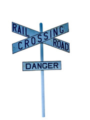 Fototapeta premium Railroad Crossing danger sign, isolated 