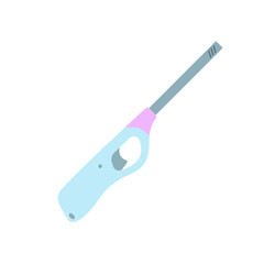 Vector Illustration of a Household Lighter with a Long Nozzle. Flat. Isolated.