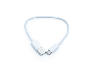 USB type-C to USB type-A cable isolated in white