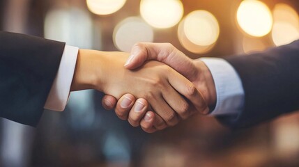 Business people making a handshake after negotiations