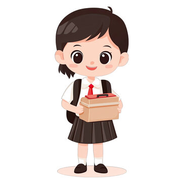 recommend clip art: Child in a school uniform, holding a lunchbox