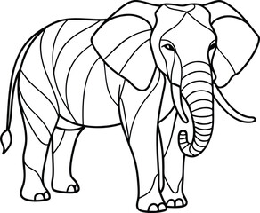 single line elephant illustration black and white