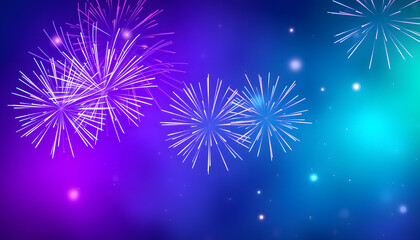 Blue purple green celebration firework copy space isolated with white highlights, png