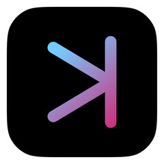 Vector arrow chevron with line right icon. Black, white background. Perfect for app and web interfaces, infographics, presentations, marketing, etc.