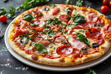 delicious pizza on the plate
