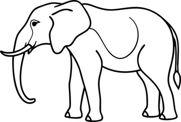 single line elephant illustration black and white