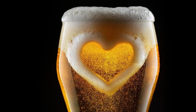 Perfectly Poured Beer with Heart-Shaped Foam