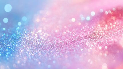 Soft focus blurry glitter background in pastel shades, leaving space for text in the center. Ideal for light and playful designs.