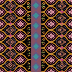 Geometric mixed with floral patterns on black background