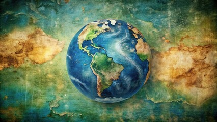 Naklejka premium Grunge style stock photo for World Earth Day featuring distressed textures and earth-themed elements